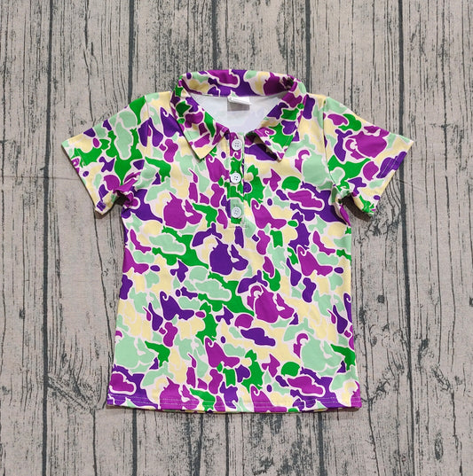 BT1345 Purple Camouflage Polo Short Sleeve Boys Top 202509 RTS