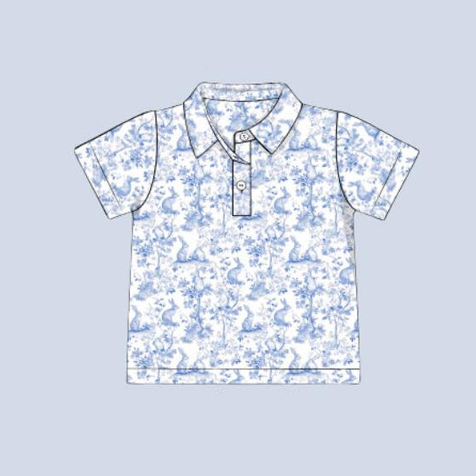 MOQ 8 preorder BT1362 Easter Bunny Polo Short Sleeve Boys Top 202509