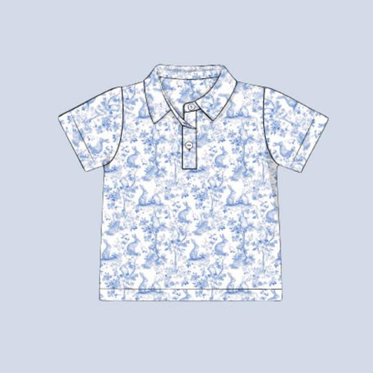 MOQ 8 preorder BT1362 Easter Bunny Polo Short Sleeve Boys Top 202509