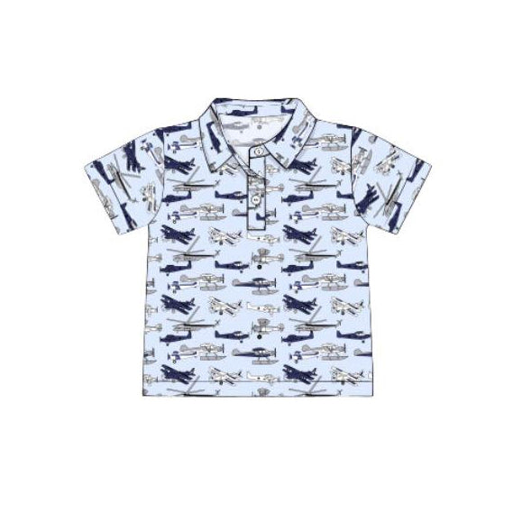 MOQ 8 preorder BT1363 Airplane Pattern Polo Short Sleeve Boys Top 202509