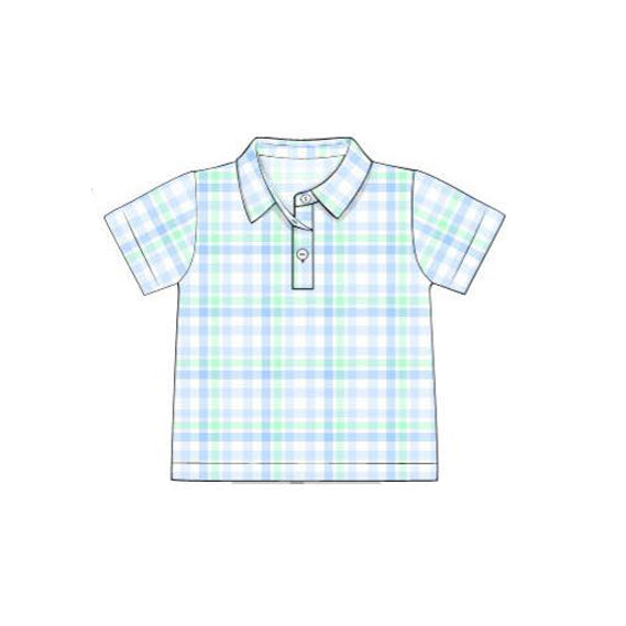 MOQ 8 preorder BT1365 Plaid Pattern Polo Short Sleeve Boys Top 202509