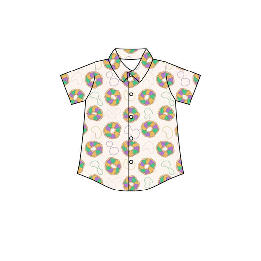 MOQ 8 preorder BT1372 Mardi Gras Polo Short Sleeve Boys Top 202509