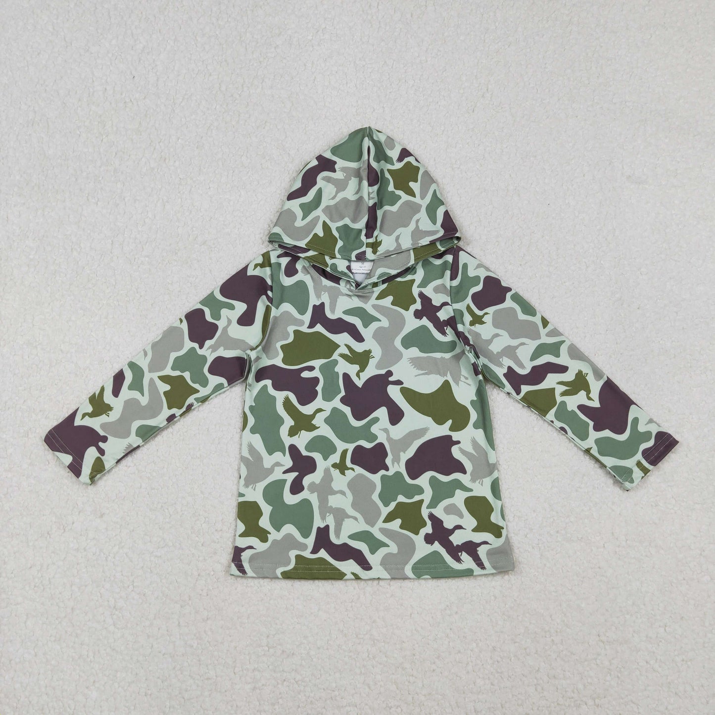 BT1374-XS-3XL Duck Hunting Green Camouflage Hooded Long Sleeve Boys Top 2025010 RTS