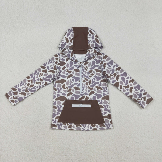 BT1384 Brown Camouflage Zip up Collar Hooded Long Sleeve Boys Top 202512 RTS