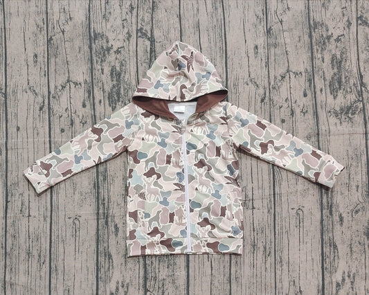NO MOQ preorder BT1390-XS-3XL Deer Hunting Camouflage Zip up Hooded Long Sleeve Boys Top 202509