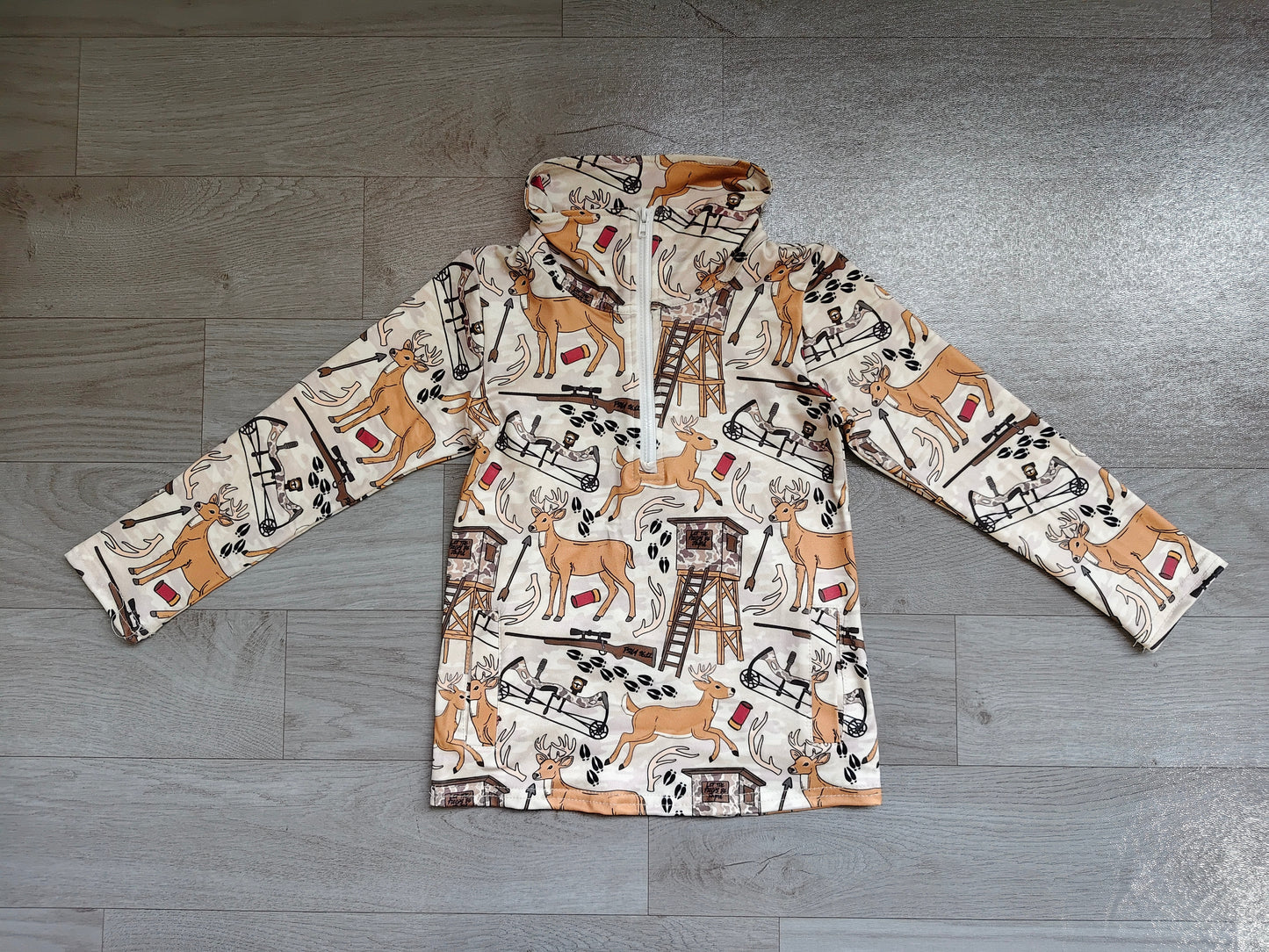 NO MOQ preorder BT1397 Deer Hunting Zip up Collar Long Sleeve Boys Top 202607