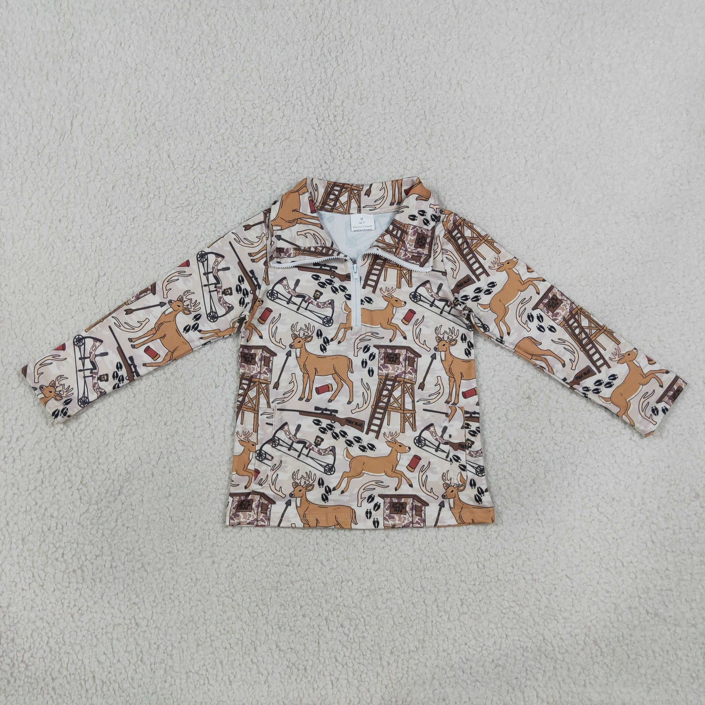 BT1397 Hunting Elk Camo Kids Hoodie Zipper Pullover