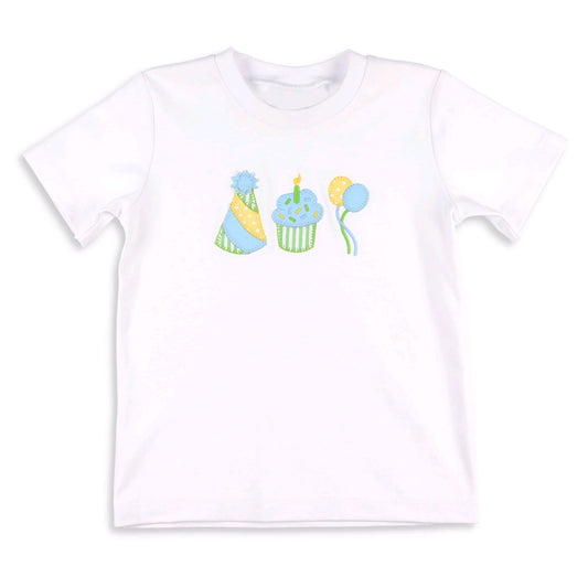 MOQ 8 preorder BT1398 Happy Birthday Hat Cake Balloon Short Sleeve Boys Top 202510