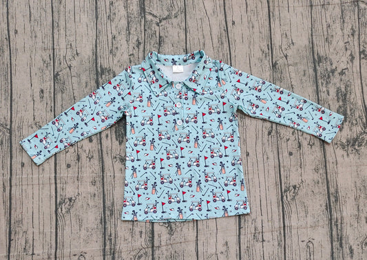 NO MOQ preorder BT1404 Golf Blue Green Polo Long Sleeve Boys Top 202510