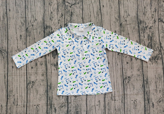 NO MOQ preorder BT1405 Golf White Polo Long Sleeve Boys Top 202510