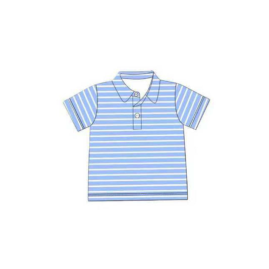 MOQ 5 preorder BT1406 Blue Stripe Polo Short Sleeve Boys Top 202510