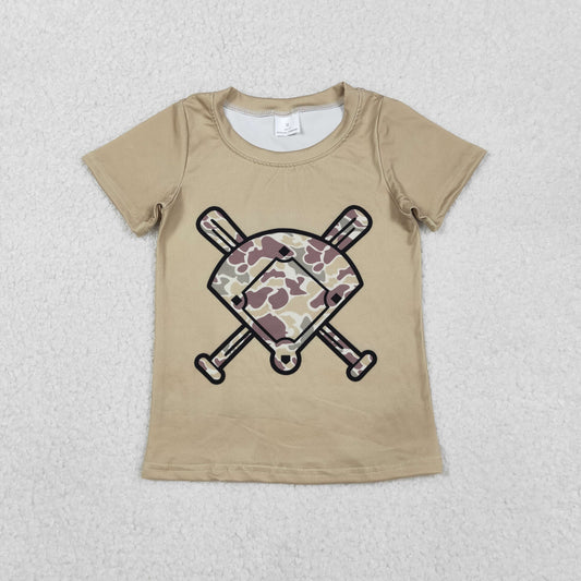 BT1418 Light Gray Green Camouflage Fan Baseball Short Sleeve Boys Top 202511 RTS