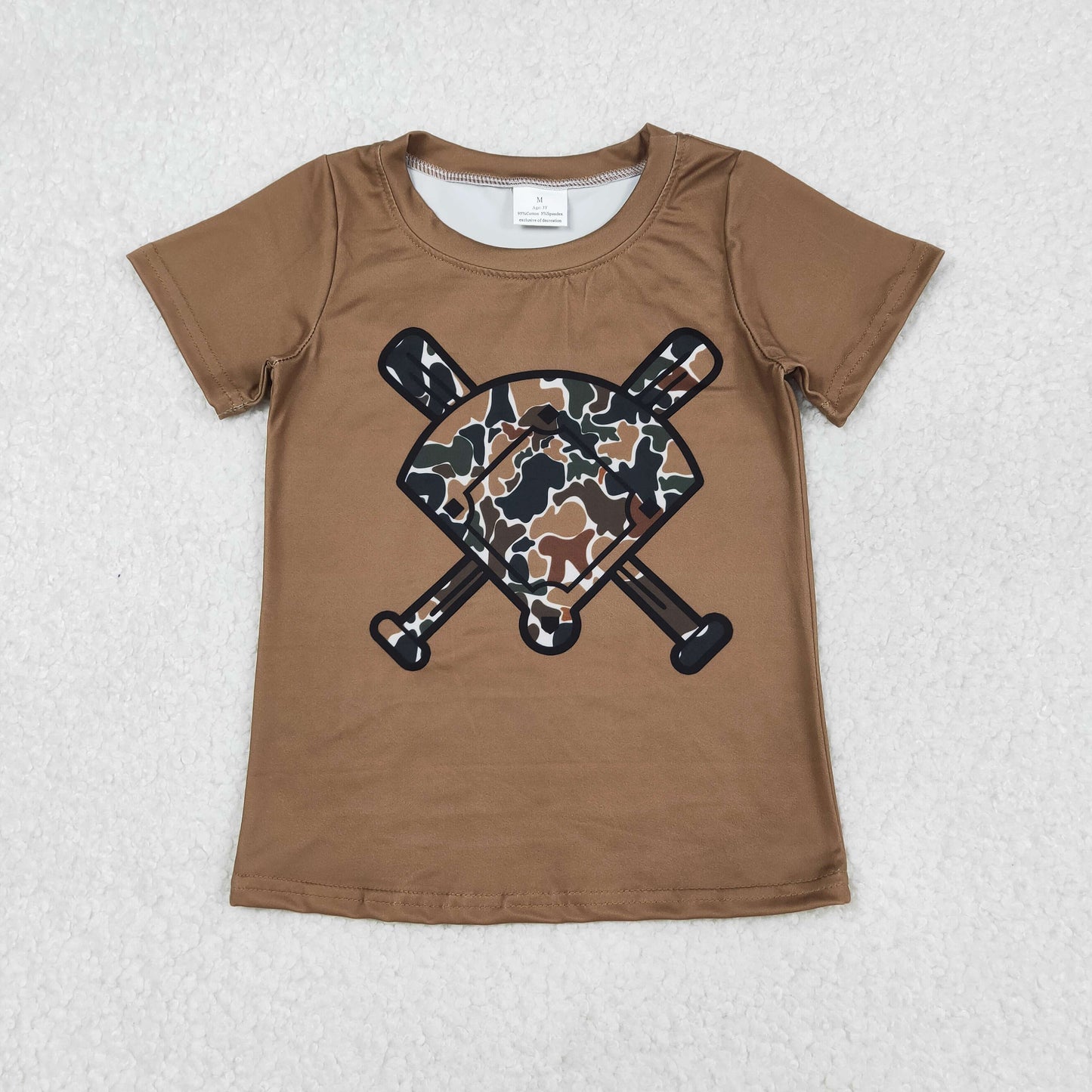 BT1420 Brown Camouflage Fan Baseball Short Sleeve Boys Top 202511 RTS