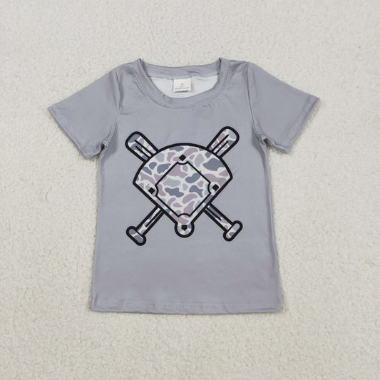 BT1421 Gray Camouflage Fan Baseball Short Sleeve Boys Top 202511 RTS