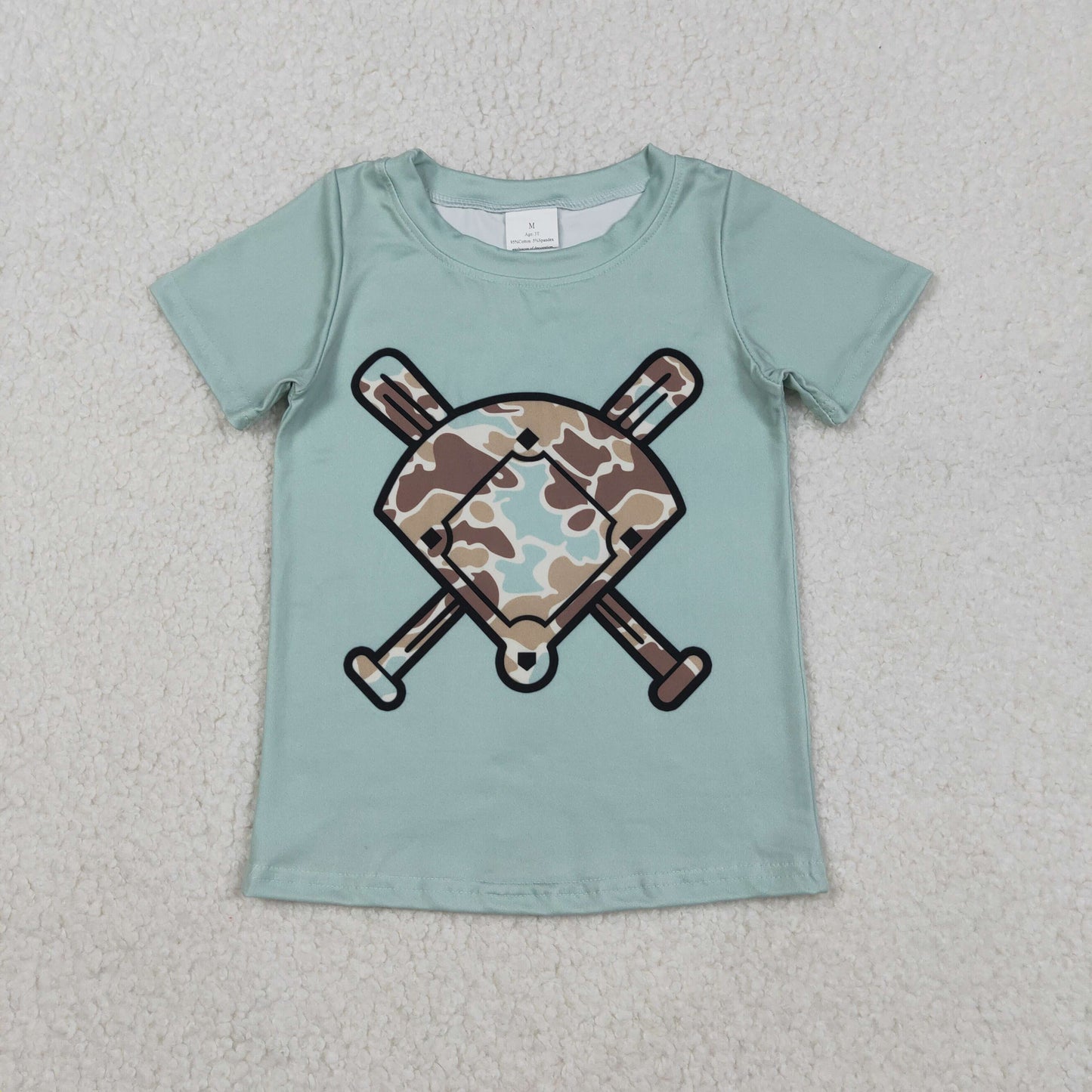 BT1422 Blue Green Camouflage Fan Baseball Short Sleeve Boys Top 202511 RTS