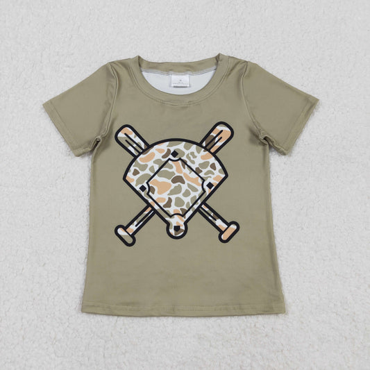 BT1423 Orange Green Camouflage Fan Baseball Short Sleeve Boys Top 202511 RTS
