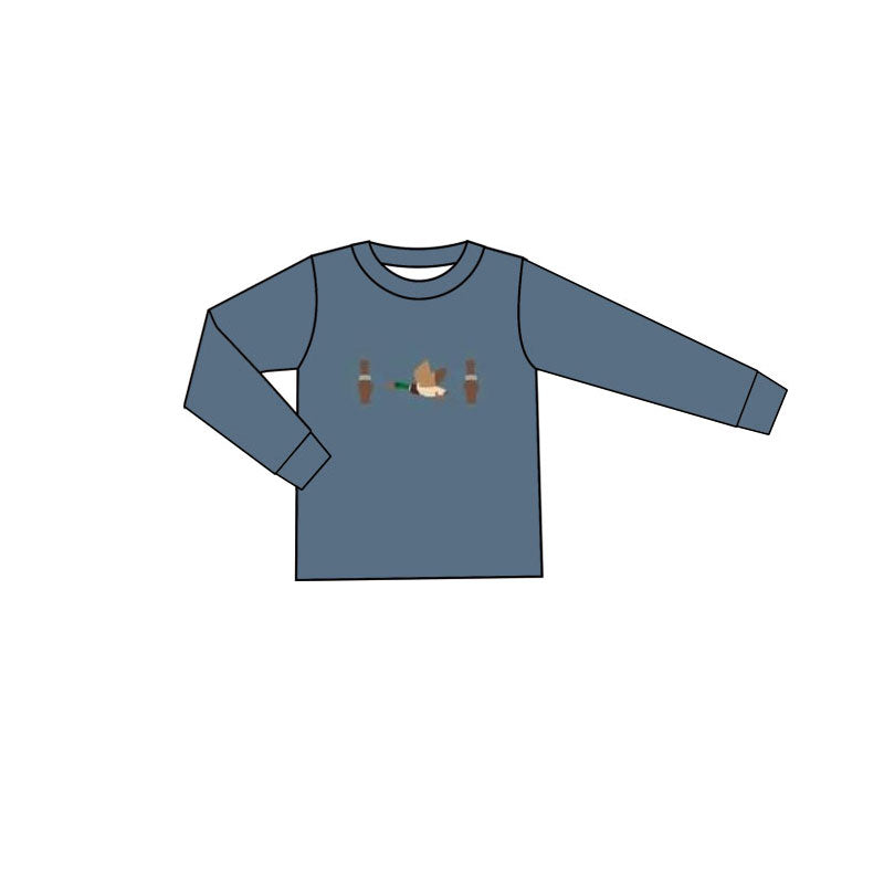MOQ 5 preorder BT1439 Duck Hunting Gray Blue Long Sleeve Boys Top 202510