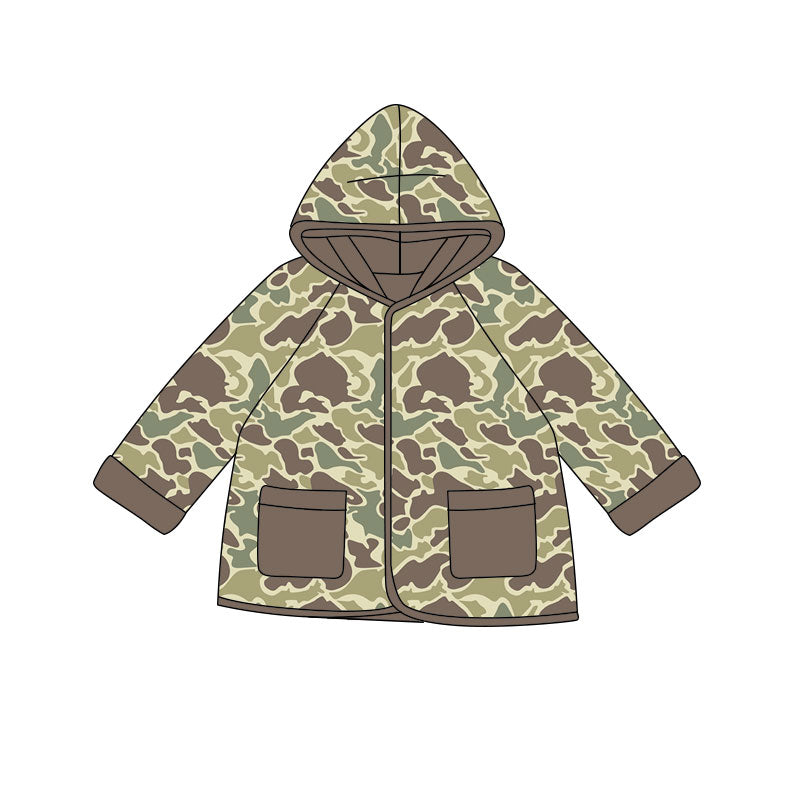 MOQ 5 preorder BT1440 Yellow Green Brown Camouflage Pocket Hooded Long Sleeve Boys Top 202510