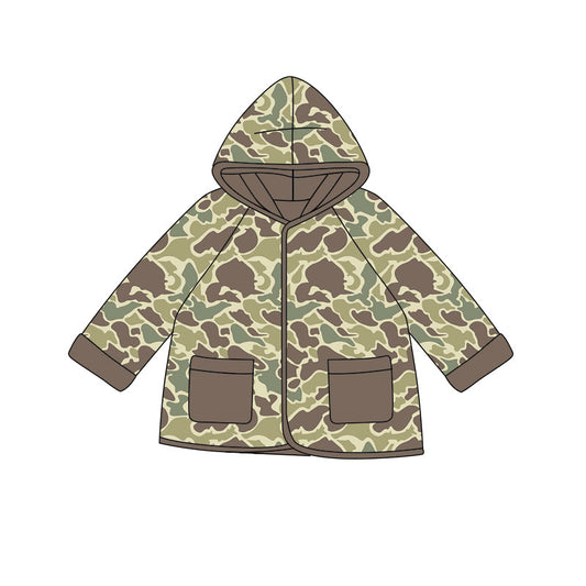 MOQ 5 preorder BT1440 Yellow Green Brown Camouflage Pocket Hooded Long Sleeve Boys Top 202510