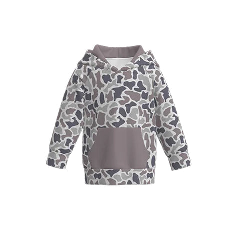 MOQ 5 preorder BT1469 Gray Brown Pocket Camouflage Hooded Long Sleeve Boys Top 202510