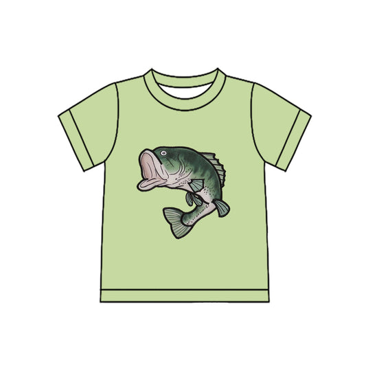 MOQ 5 preorder BT1487 Fish Light Green Short Sleeve Boys Top 202510
