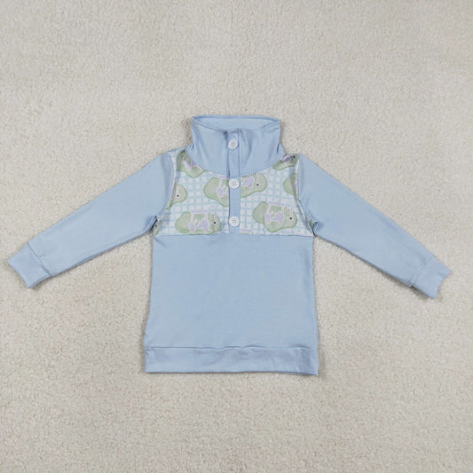 BT1492 Golf Tour Bus Blue Buttons Collar Long Sleeve Boys Top 202601 RTS