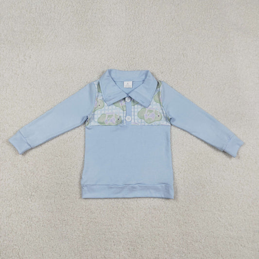 BT1492 Golf Tour Bus Blue Buttons Collar Long Sleeve Boys Top 202601 RTS