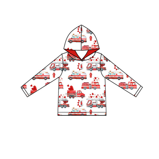 MOQ 5 PCS preorder BT1512 Valentine's Day ove Ambulance White Hooded Long Sleeve Boys Top 202511