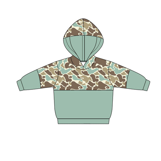 MOQ 5 PCS preorder BT1516 Blue Green Brown Camouflage Hooded Long Sleeve Boys Top 202511