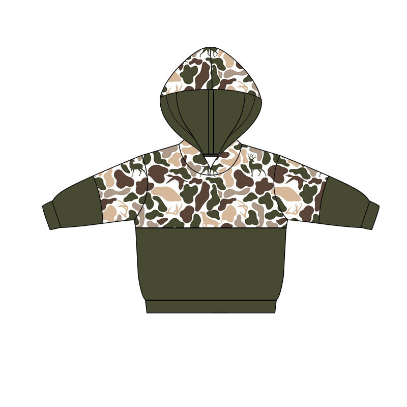 MOQ 5 PCS preorder BT1518 Deer Hunting Beige Green Camouflage Hooded Long Sleeve Boys Top 202511