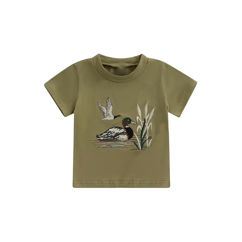 MOQ 5 PCS preorder BT1541 Duck Army Green Short Sleeve Boys Top 202511