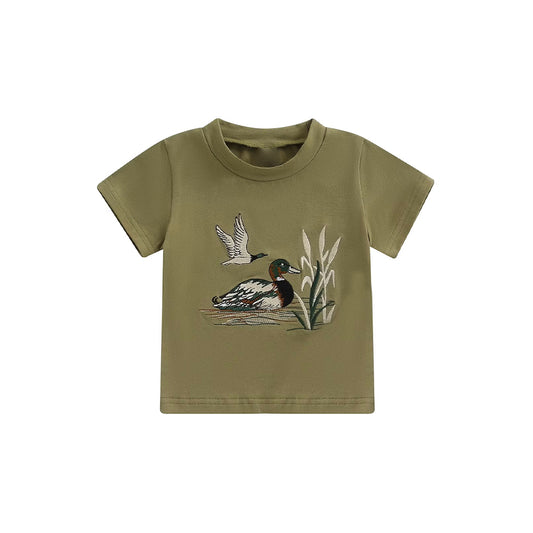 MOQ 5 PCS preorder BT1541 Duck Army Green Short Sleeve Boys Top 202511