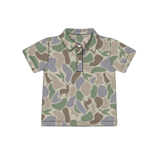 MOQ 5 PCS preorder BT1560 Puppy Deer Duck Camouflage Polo Short Sleeve Boys Top 202511