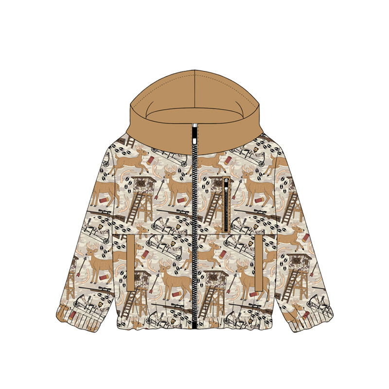 MOQ 5 PCS preorder BT1567 Deer Hunting Brown Camouflage Hooded Zipper Long Sleeve Boys Top 202511