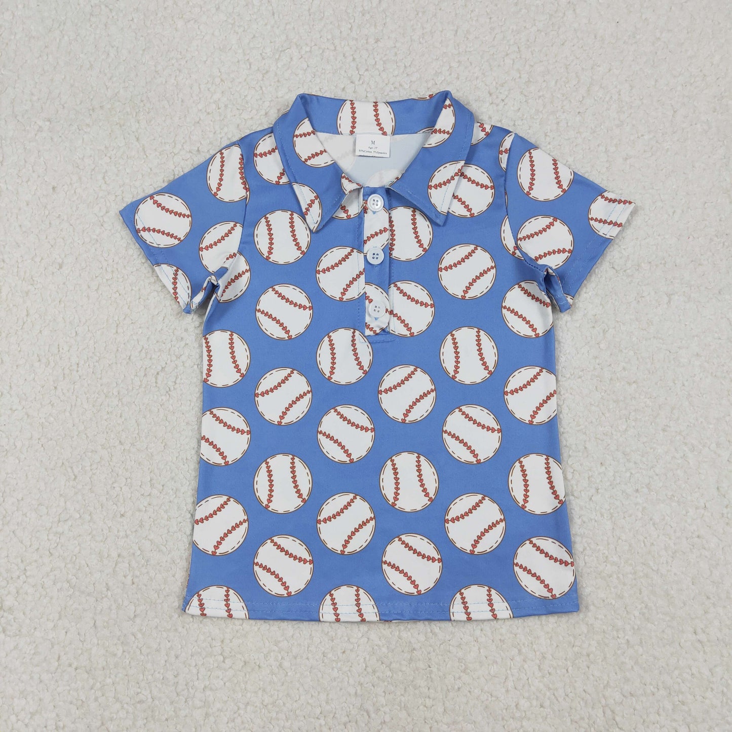 BT1578 Baseball Blue Polo Short Sleeve Boys Top 202512 RTS