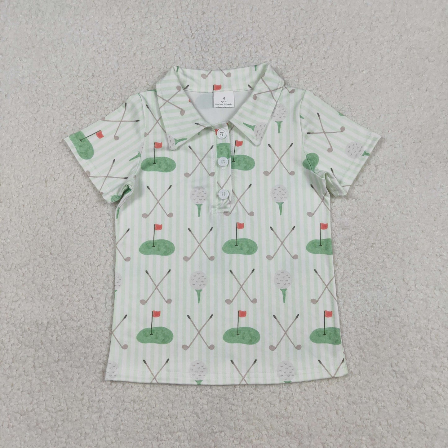 BT1584 Golf Green Stripe Polo Short Sleeve Boys Top 202601 RTS