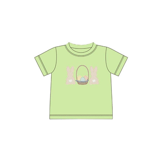 MOQ 5 PCS preorder BT1602 Easter Bunny Colored Eggs Green Short Sleeve Boys Top 202511