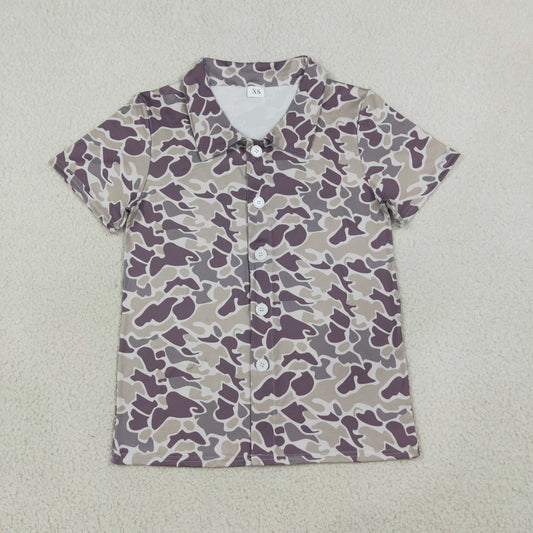 BT1607 Adult Male Gray Green Camouflage Buttons Short Sleeve Top 202608 RTS