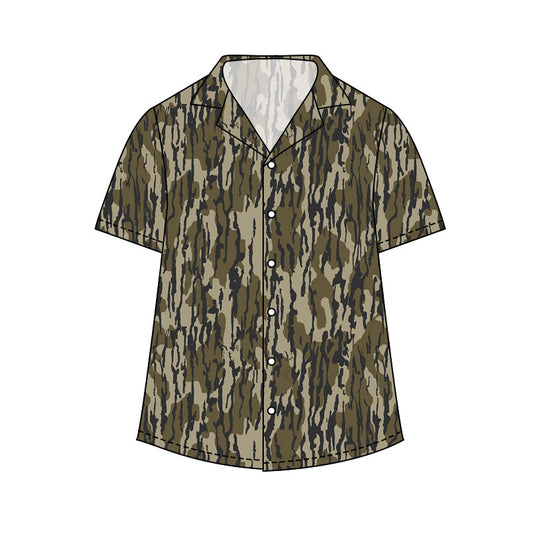 NO MOQ Preorder BT1608 Adult Male Army Green Camouflage Buttons Short Sleeve Top 202511