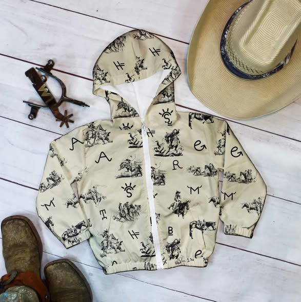 MOQ 5 PCS preorder BT1616 Cowboy Horse Riding Zip Hooded Long Sleeve Boys Top 202511