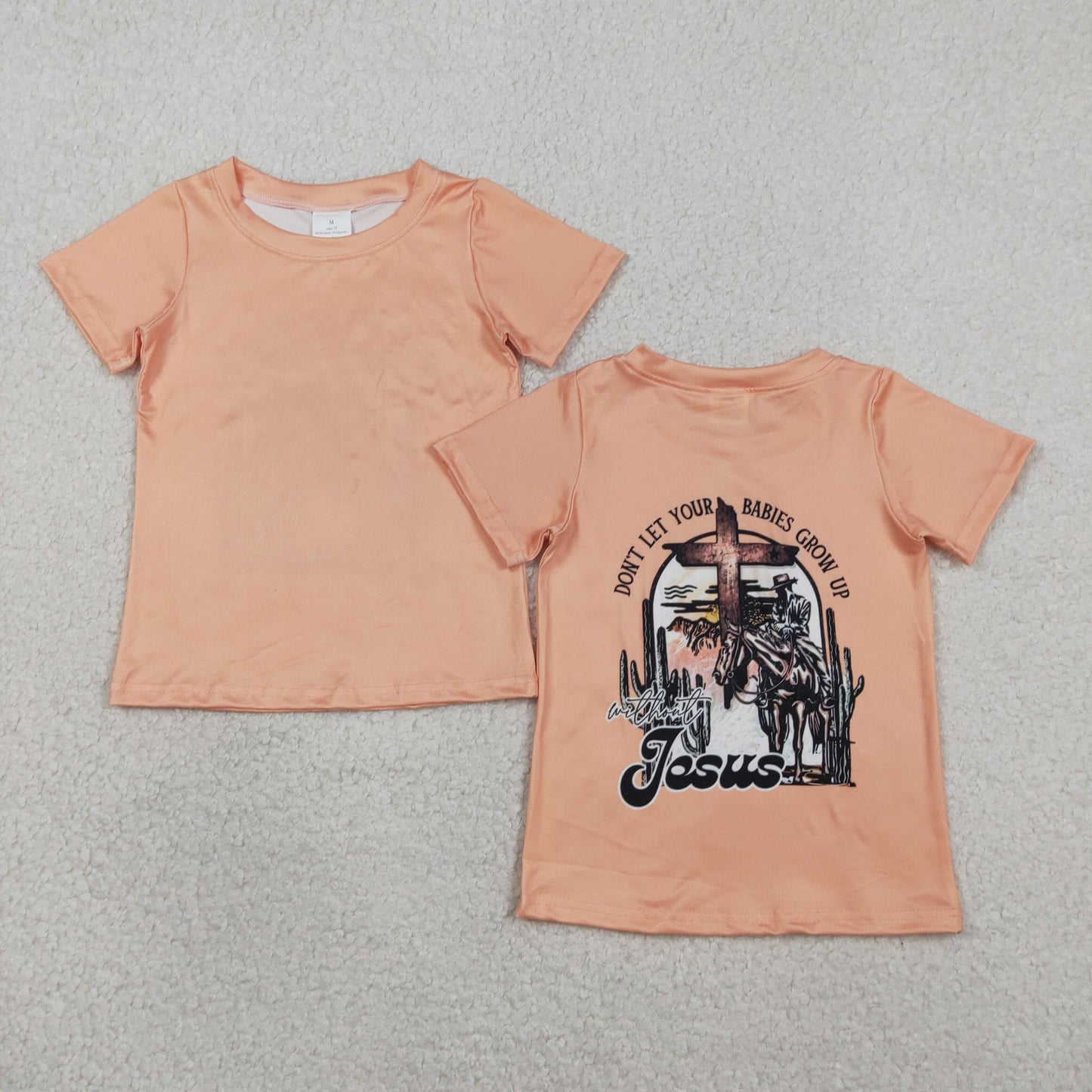 BT1618 Easter Cross Orange Short Sleeve Boys Top 202602 RTS