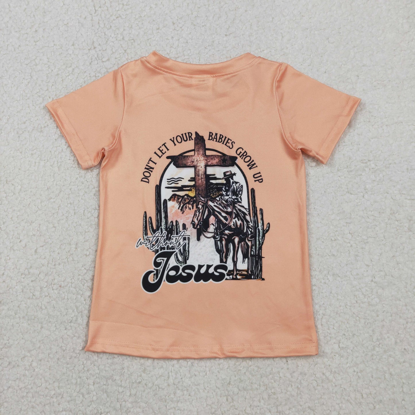 BT1618 Easter Cross Orange Short Sleeve Boys Top 202602 RTS