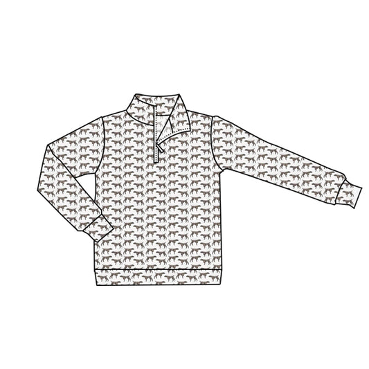 NO MOQ Preorder BT1635 Adult Male Puppy White Zip Collar Long Sleeve Top 202512