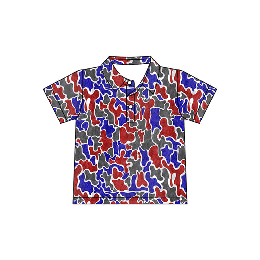 MOQ 5 PCS preorder BT1640 Blue Camouflage Polo Short Sleeve Boys Top 202512