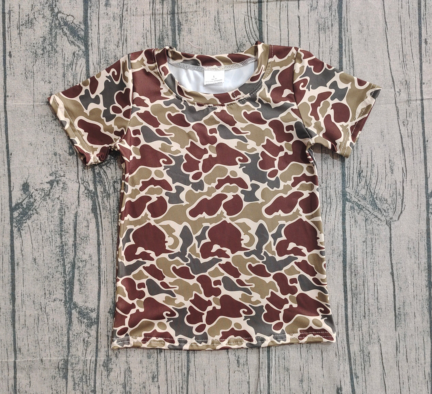 NO MOQ preorder BT1648 Brown Camouflage Short Sleeve Boys Top 202512