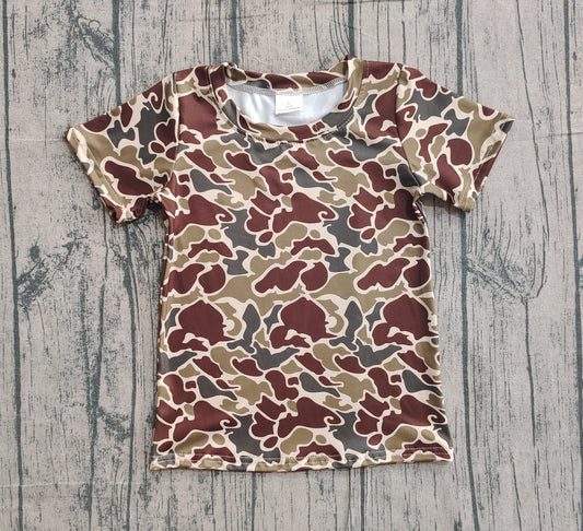 NO MOQ preorder BT1648 Brown Camouflage Short Sleeve Boys Top 202512