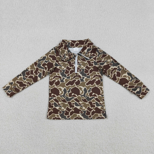 BT1649 Brown Camouflage Zip Collar Long Sleeve Boys Top 202512 RTS