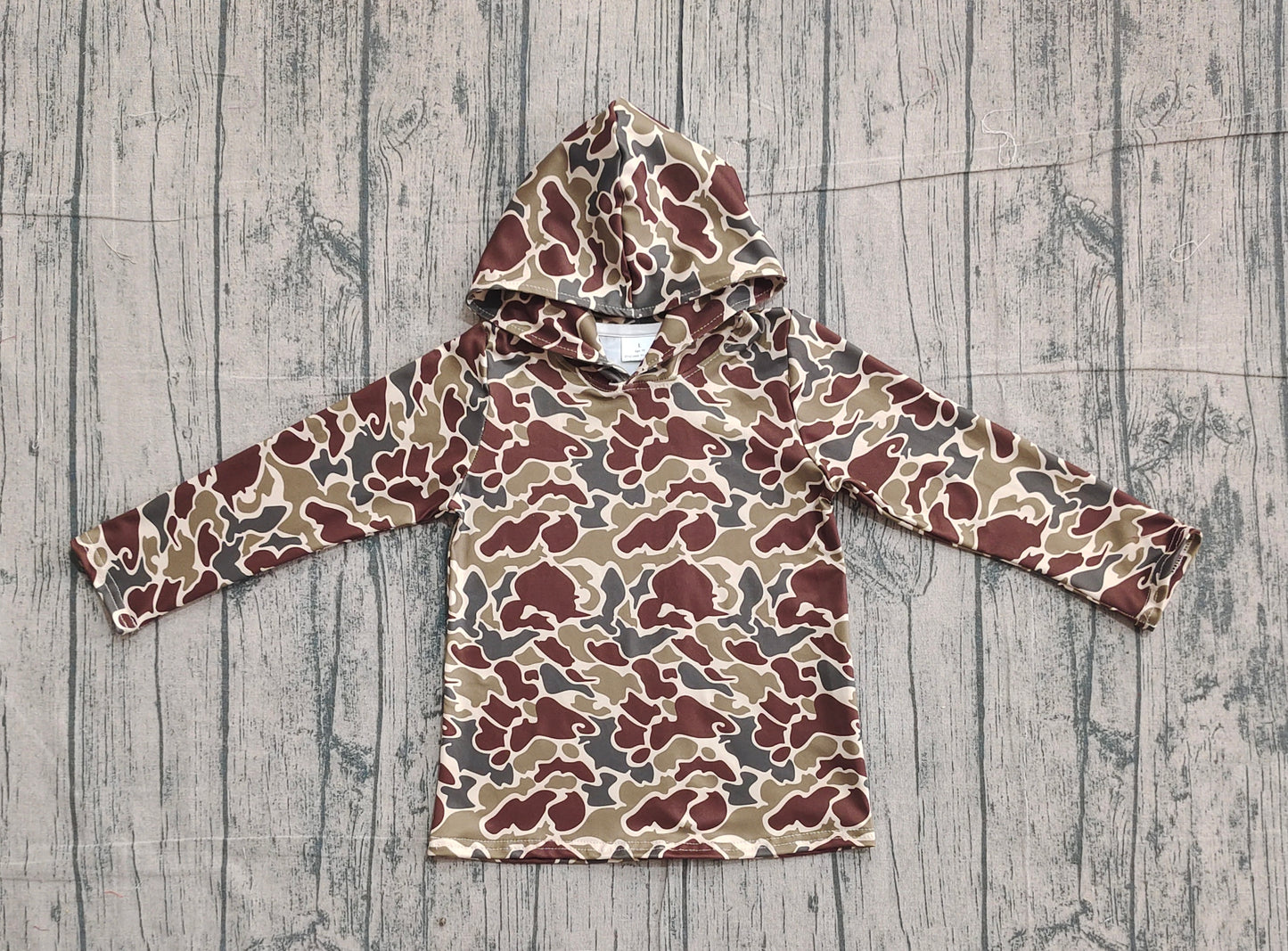 NO MOQ preorder BT1650 Brown Camouflage Hooded Long Sleeve Boys Top 202512