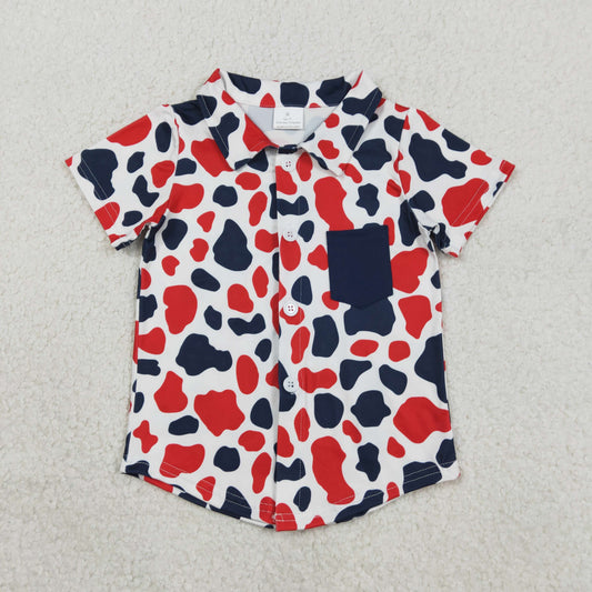 BT1656 Navy Pocket Camouflage Buttons Polo Short Sleeve Boys Top 202601 RTS
