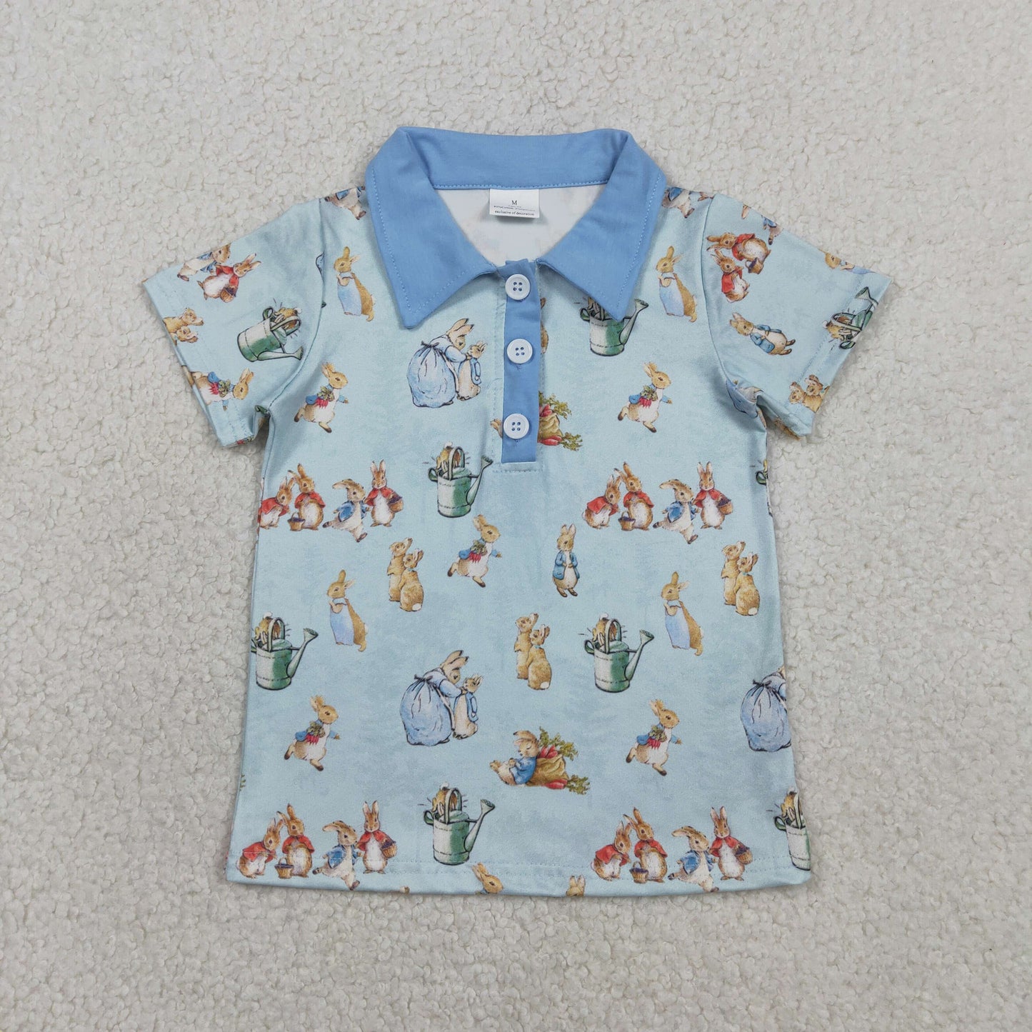 BT1665 Easter Bunny Blue Polo Short Sleeve Boys Top 202601 RTS